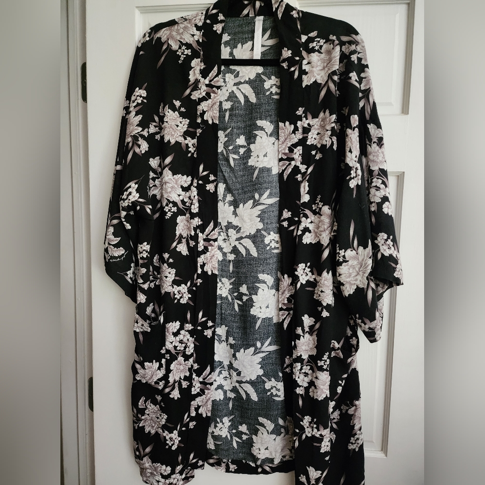 Spiritual gangster black and white floral robe.
